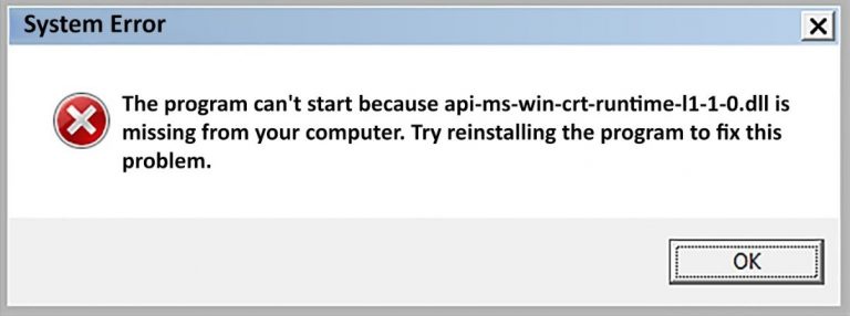 api-ms-win-crt-runtime-l1-1-0.dll is missing